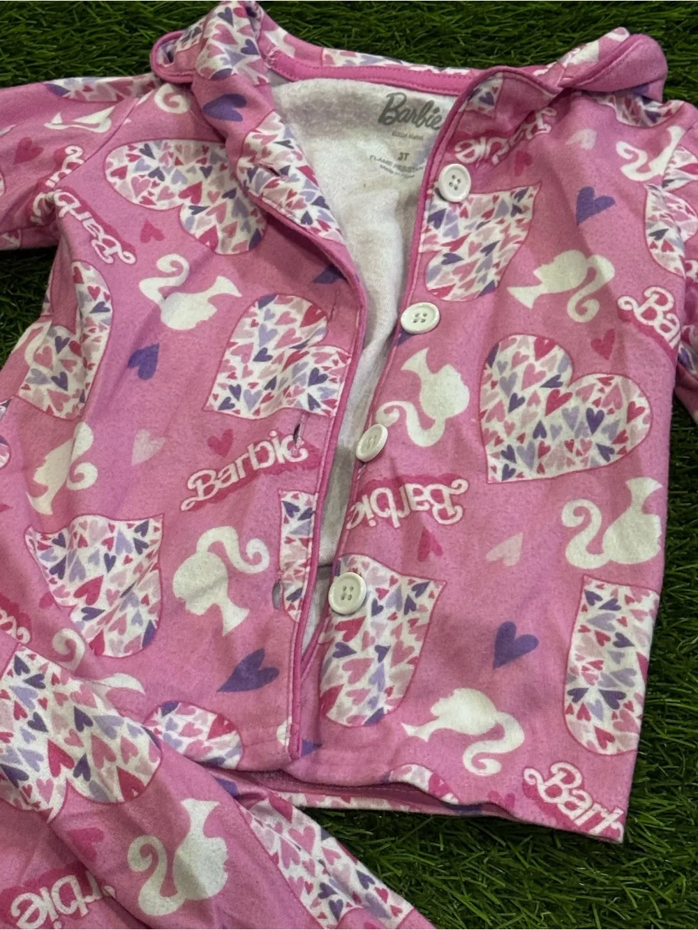 Barbie Button Down Fleece Pajama Set